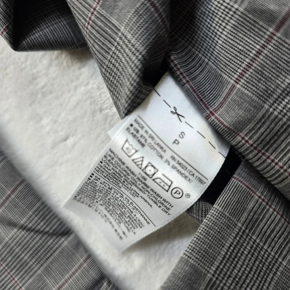 Banana Republic Casual Shirt‎ Mens Small Grey Cotton Plaid Athletic Fit NEW